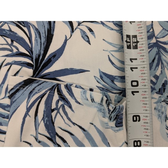 J. Jill Womens Tropical Empire Waist Tunic L White/Blue 3/4 Sleeve Comfy Stretch - Picture 9 of 12